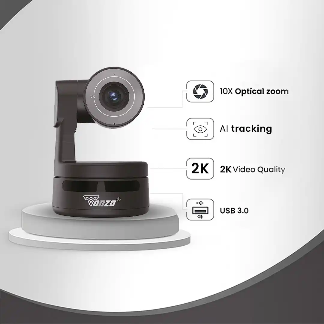 TONZO PTZ 310 Digital Webcam Full HD 1080P Auto Focus USB Camera with Pan Tilt Zoom Plug