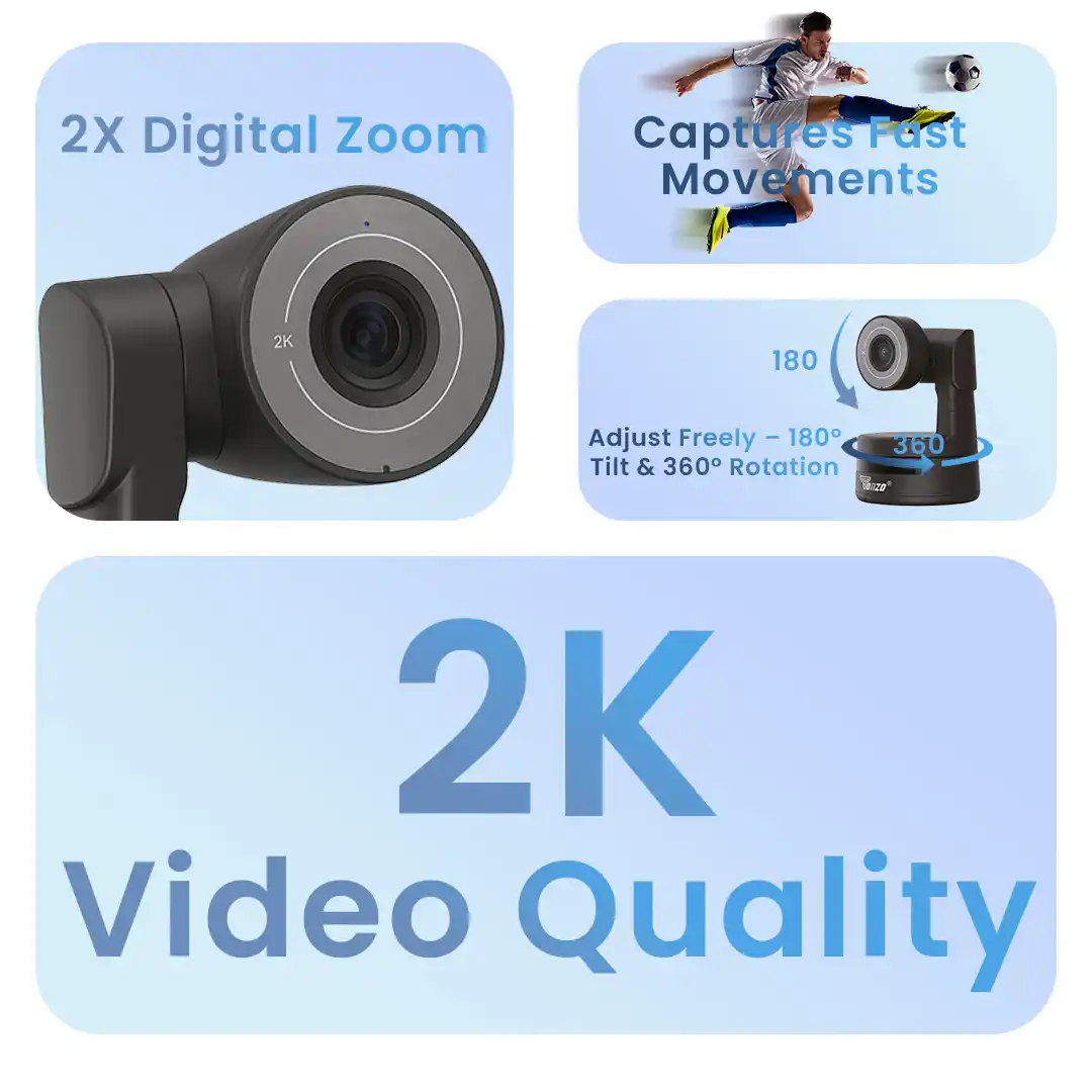 TONZO PTZ 310 Digital Webcam Full HD 1080P Auto Focus USB Camera with Pan Tilt Zoom Plug