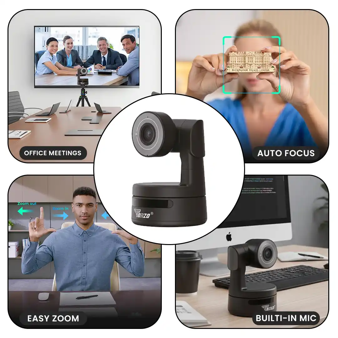 TONZO PTZ 310 Digital Webcam Full HD 1080P Auto Focus USB Camera with Pan Tilt Zoom Plug