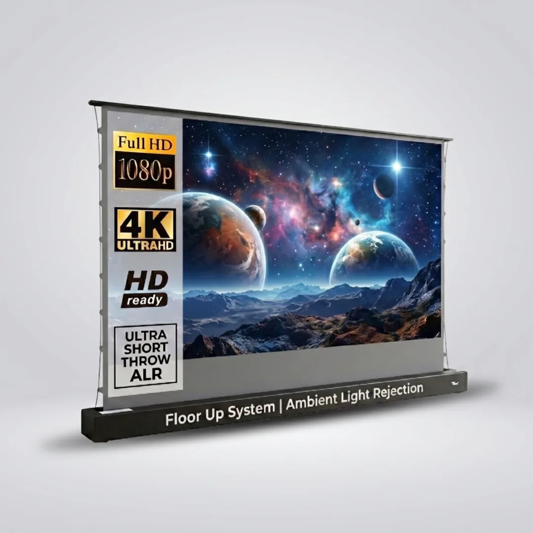 110 Inches Floor Up Projector Screen with Stand 16:9 Ratio 4.5ft (H) x 8ft (W)