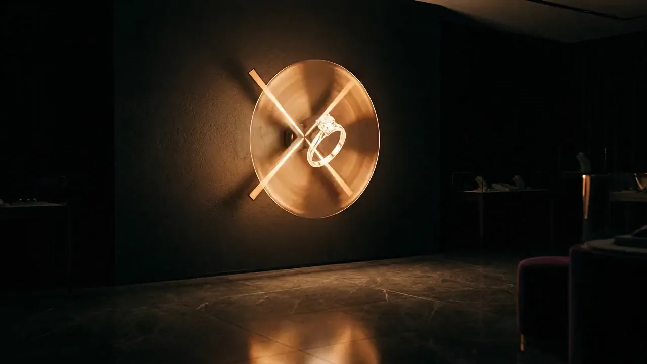 A hologram fan spinning, drawing a bright picture that seems to float in the air