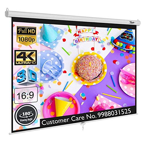 TONZO High Gain Imported Wall Auto Lock Pull Down Projector Screen 10 Ft X 8 Ft, 150″Inches